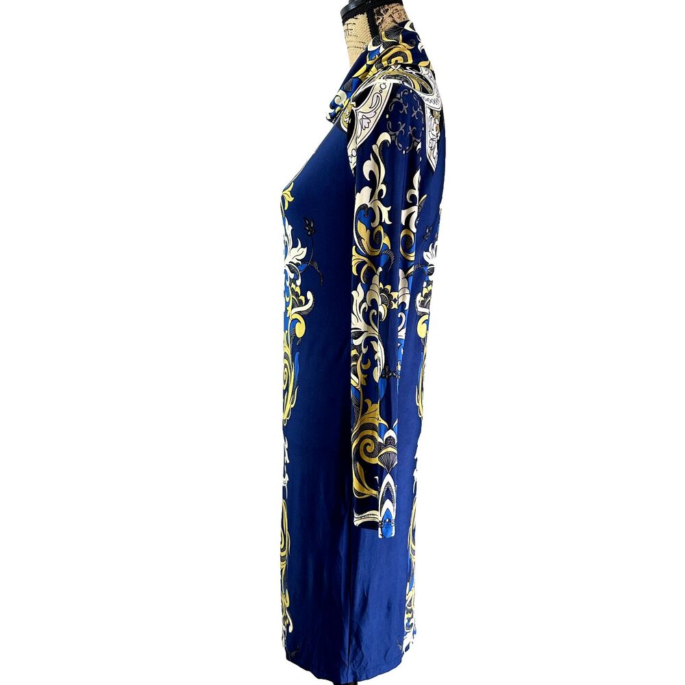 ANALILI Women's Blue Paisley Bodycon Long Sleeve Turtleneck Dress SZ M NWT - Picture 5 of 16